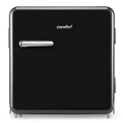 Abbildung von Comfee RCD50DK1RT(E) Mini Kühlschrank/ Retro Kühlschrank / 47L Kühlbox 50 cm Höhe 100 kWh/Jahr Einstellbare Temperaturregelung Verstellbare Standfüße Schwarz