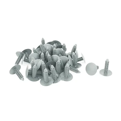 Abbildung von sourcing map 50 Stk. 7mm x 24mm 30mm Grau Kunststoff Niet Zierleiste Befestigung Ausformung Clips de