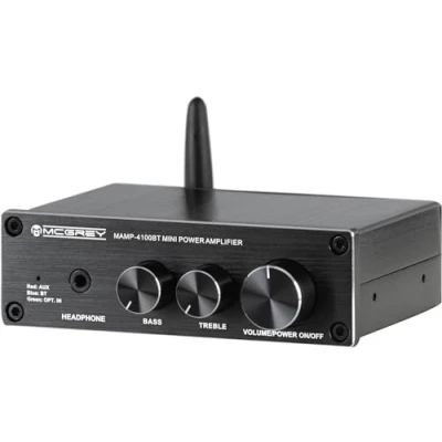 Abbildung von McGrey MAMP 4100BT Mini Hifi Verstärker 100 Watt Audioverstärker (100 W, 2x 50 Leistung auf kleinstem Raum &amp; 2 Band Klangregelung)