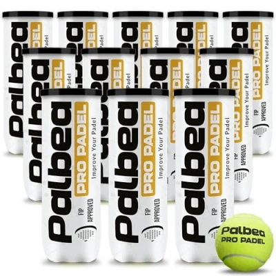 Abbildung von Palbea PRO Padel FIP Zugelassene Padelbälle 1 Karton x 12 Röhren Bälle mit HV Filz für Hohe Sichtbarkeit. Premiumqualität. Ideal Training und Turniere. Langlebig Schnell.