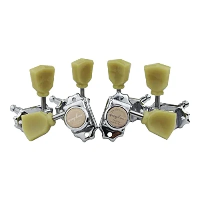 Abbildung von Guyker 3x3 Vintage Style Locking Guitar Machine Heads 1:15 Ratio Lock String Deluxe Tuning Key Pegs Tuners Set Replacement for Electric, Acoustic or Folk Guitars Chrome
