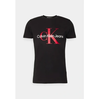 Abbildung von Calvin Klein Jeans Herren CORE MONOLOGO Slim Tee J30J320935 Kurzarm T Shirts, Schwarz (Ck Black/Salsa), XXS