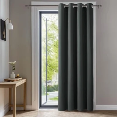 Abbildung von Deconovo Gardinen Blickdicht Ösen Dicke Winter Schlafzimmer Vorhang Blickdciht, 260x140 cm(HöhexBreite), Dunkelgrau, 1 Stück