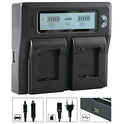 Abbildung von SK LCD Dual Doppel Akku Ladegerät für GoPro AHDBT 301 302 passend zu Hero 3 3+ Plus Black White Silver Edition und weitere