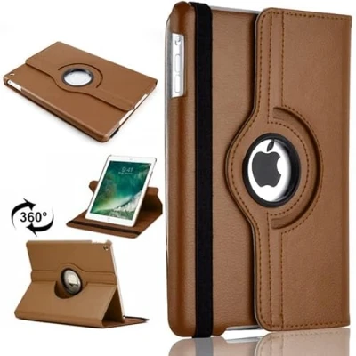 Abbildung von TechDealsUK 360 Grad drehbare Hülle für Apple iPad Mini 1, 2 und 3 7.9 2012, 2013, 2014 Ständer Kunstleder Material Braun