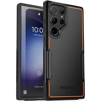 Abbildung von POETIC Neon Serie Schutzhülle für Samsung Galaxy S23 Ultra 5G 6,8 Zoll, zweilagig, robust, leicht, dünn, stoßfest, 2023, Schwarz