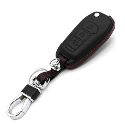 Abbildung von CYK www. CoverYourKey .de Leder Hülle FB für 3 Tasten Auto Schlüssel Silikon Schlüsselhülle Cover von Finest Folia (Leder)