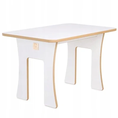 Abbildung von MISIOO Montessori Rechteckiger Kindertisch für Kinderzimmer Möbel Abgerundete Kanten Laminierte Oberfläche Einfaches Design Schmutzabweisend Höhe 50 cm Weiß MDF 80x50