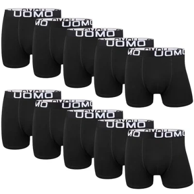 Abbildung von L&amp;K 10er Pack Herren Retroshorts Boxershorts Baumwolle Schwarz Mehrfarbig Unterhose 1116BL XXL