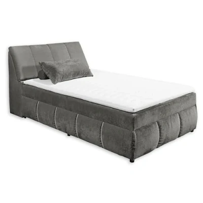 Abbildung von VALENCIA 5 Boxbett 120x200 in Graphit Bequemes Einzelbett mit Bettkasten &amp; Kaltschaum Topper 123 x 105 240 cm (B/H/T)