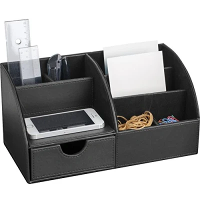 Abbildung von Pavo Premium Multifunktionale PU Leder Schreibtisch Organizer, schwarz, 8002498