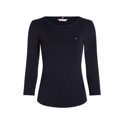 Abbildung von Tommy Hilfiger Curve 1985 SLIM SLUB OPEN 3/4 Langarmshirt, Damen, Größe: 52, Desert sky