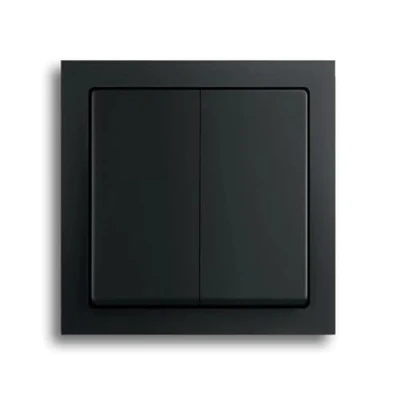 Abbildung von Busch Jaeger future® Linear Komplett Set: 2000/5 US Serienschalter Einsatz + 1785 885 Serienwippe 1721 885K Abdeckrahmen 1 fach, Future schwarz matt 55x55 mm
