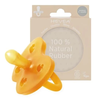 Abbildung von HEVEA Naturkautschuk Schnuller SYMMETRISCH, Neugeborene 0+ Monate Hygienisches Einteiliges Design für bis Kleinkinder, BPA frei, Weich &amp; Langlebig Einzelpackung (Natürlich)