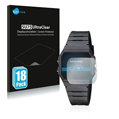 Abbildung von Savvies 18 Stück Schutzfolie für Casio Collection Unisex F 91W Displayschutz Folie Ultra Transparent