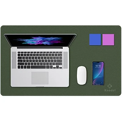 Abbildung von Upgrade Knodel Tischunterlage, Schreibtischunterlage, 60 x 35cm PVC Leder Laptop wasserdichte Schreibunterlage für Büro oder Heimbereich, doppelseitig (Dunkelgrün)