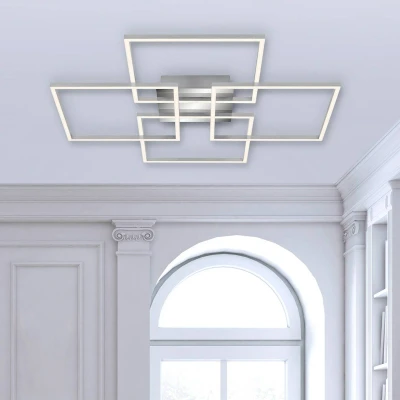 Abbildung von BRILONER Leuchten Deckenleuchte, Deckenlampe dimmbar, inkl. Memoryfunktion, 2 LED Module drehbar, 57 Watt, 4.800 Lumen, 3.000 Kelvin, Chrom Alu, 724x724x80mm (LxBxH), 3131 018, Chrom/Aluminium
