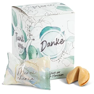 Abbildung von FOOD crew 10 Glückskekse Danke Dankeschön Geschenke klein Einzeln verpackt in Box Hochzeit Made Germany Geschenk Gastgeschenke Geburtstag