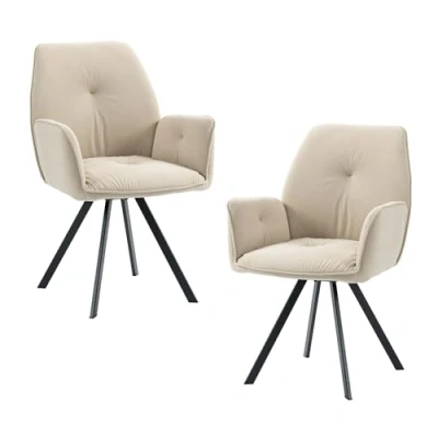 Abbildung von MEUBLE COSY Esszimmerstühle Drehbar 2er Set Küchenstuhl Polsterstuhl Drehstuhl mit Armlehne Sessel aus Samt Metallbeine, Sitzbreite 49 cm, für Esszimmer Wohnzimmer, Arbeitszimmer, Beige, 60x62x87.5cm