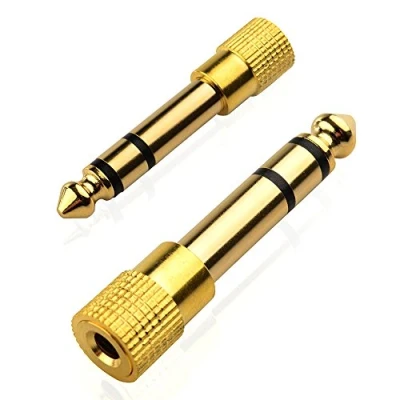 Abbildung von Mobi Lock Vergoldet 6,35mm (1/4 Zoll) bis 3,5 mm (1/8 Stecker von Männlich zu Weiblichen Stereo Adapter und Audio Jack Connector (Packung mit 2)