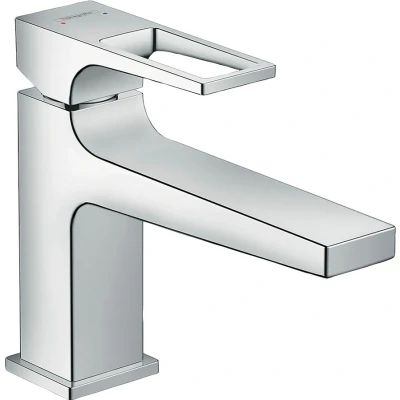 Abbildung von hansgrohe Waschtischarmatur &quot;Metropol&quot;, 10cm, mit Bügelgriff und Push Open Ablaufgarnitur, chrom