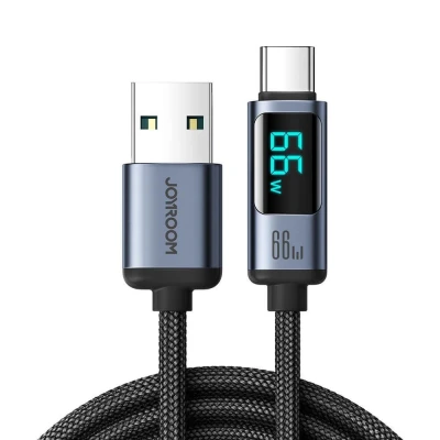 Abbildung von JOYROOM Schnellladekabel USB C A Kabel 66W 1,2m mit LED Anzeige Schwarz Kabel, (120 cm)