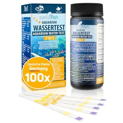 Abbildung von sanafish Aquarium Wassertest 7 in 1. 100 Teststreifen Dose. Wasserqualität Teich und prüfen.