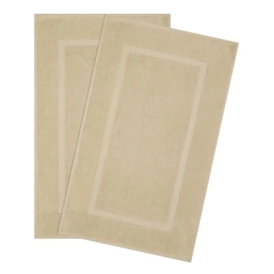 Abbildung von Hammetex Badvorleger Set 2 Teilig, 100% Baumwolle Duschvorleger für Badezimmer, Saugfähig Waschbar Bad Fußmatten 51x86 cm Große Badematten, Beige