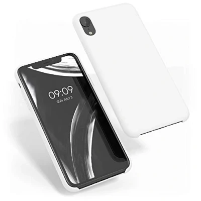 Abbildung von kwmobile Hülle kompatibel mit Apple iPhone XR Silikon Handy Case Handyhülle weiche Oberfläche kabelloses Laden Weiß