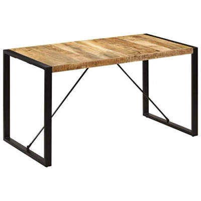 Abbildung von vidaXL Mangoholz Massiv Esstisch Industrie Stil Esszimmertisch Küchentisch Tisch Holztisch Speisetisch Massivholztisch 140x70x75cm Stahlbeine