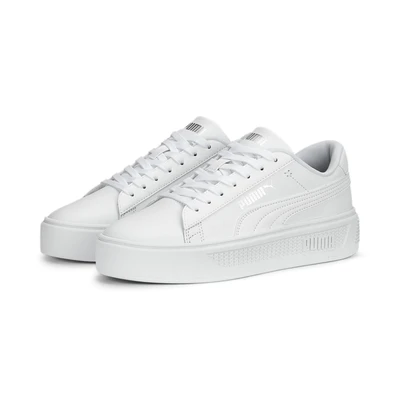 Abbildung von Puma Smash Platform Sneaker low White silver, Damen, Größe: 35.5, silver Leder/synthetik