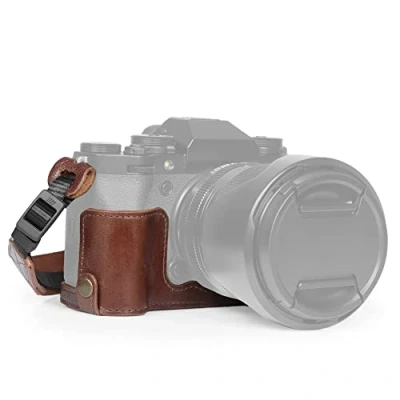 Abbildung von MegaGear Ever Ready Echtleder Halbkameratasche kompatibel mit Fujifilm X T5 (Braun)