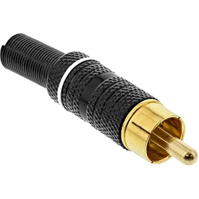 Abbildung von InLine 99110P Cinchstecker Lötversion, Metall schwarz, Ring weiß, für 6mm Kabel