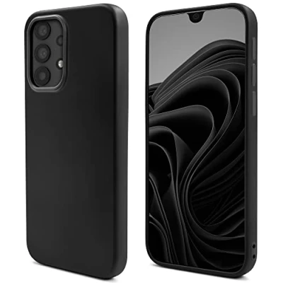 Abbildung von Moozy Lifestyle. Hülle für Samsung A32 5G, Schwarz Premium Silikon Handyhülle Schutzhülle mit Mattem Finish und Weichem Mikrofaserfutter, Phone Cover Case