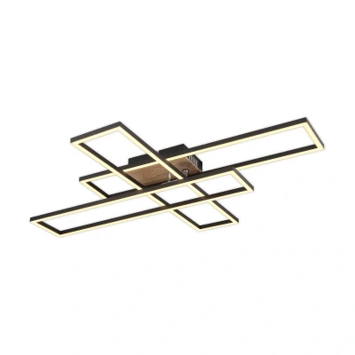 Abbildung von LED Deckenlampe Dakari, Länge 80 cm, schwarz/holz, 3 flg.