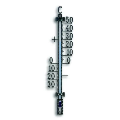 Abbildung von TFA Dostmann Analoges Thermometer, 12.5000, aus Metall, wetterfest, 16, 5cm hoch, mit Befestigungsmaterial, Außentemperatur, Außen, schwarz
