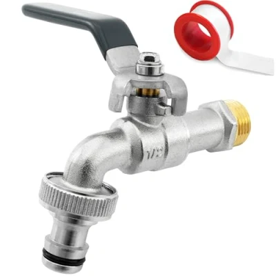 Abbildung von SHYNE Premium 1/2 Zoll Wasserhahn aus Messing rost und frostsicher + Gratis Schlauchanschluss PTFE Band E Book für Garten, Waschmaschine, Regentonne