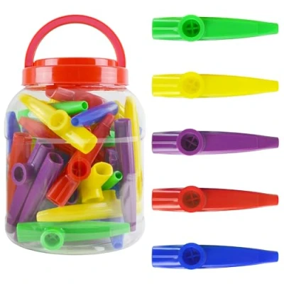 Abbildung von A Star Kunststoff Kazoos in mehreren Farben Packung mit 40 Stück Kunststoffwanne Tragegriff