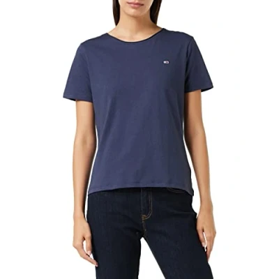 Abbildung von Tommy Hilfiger Damen TJW Slim Jersey C Neck T Shirt, Blau (Twilight Navy), XL