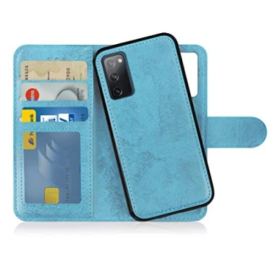 Abbildung von MyGadget Flip Case für Samsung Galaxy S20 FE [ abnehmbare Magnet Hülle ] Handyhülle aus Kunstleder Klapphülle mit Kartenfach Schutzhülle in Hellblau
