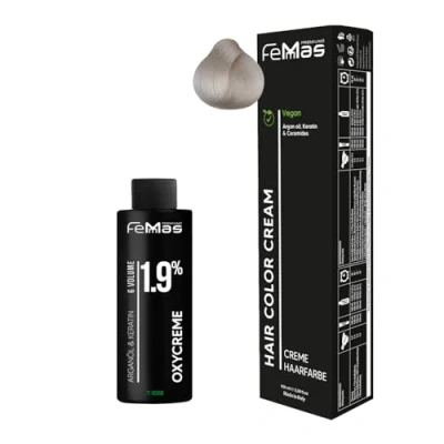 Abbildung von Femmas Haarfarbe Set Superaufheller Ultra Natural 900 S I Hair Color Cream 100ml+Oxycreme 100ml 1.9% Permanente Haar Coloration + Entwickler Schonend &amp; langanhaltend Salon für Zuhause