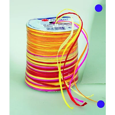 Abbildung von PRÄSENT Geschenkband Multi Raffia 3 mm x 50 m gelb/rot/orange/pink