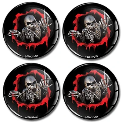 Abbildung von SkinoEu Aufkleber Autoaufkleber für Radkappen Nabenkappen Nabendeckel Radnabendeckel Rad 60mm Totenkopf Schädel Mittlefinger A 2660