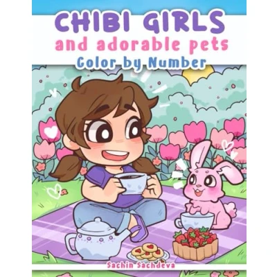 Abbildung von Chibi Girls and Adorable Pets: Color by Number Coloring Book for Kids, Teens Adults featuring Kawaii Japanese Manga Anime characters cute animals (Chibi World)