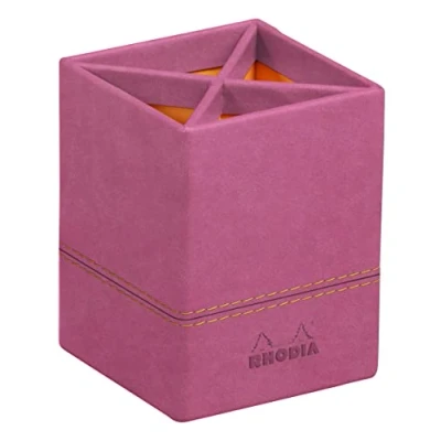 Abbildung von Rhodia 194535C Stifteköcher 8x11 cm, elegant aus Kunstleder, ideal für Stifte, Pinsel &amp; Kugelschreiber, 1 Stück, Fuchsia
