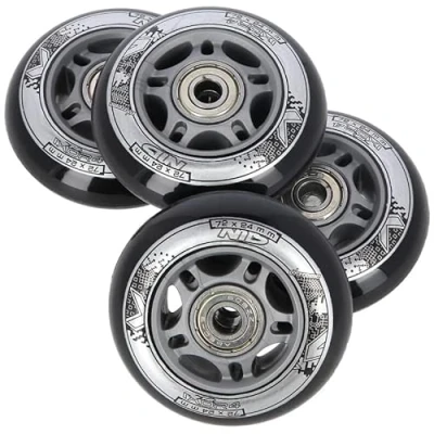 Abbildung von Nils Extreme PESPORT Roller Blade Räder mit Lager ABEC9 4er Pack Indoor /Outdoor Rollschuh 82A 72x24 Schwarz