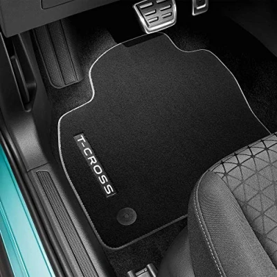 Abbildung von Volkswagen 2GM061270WGK Premium Textilfußmatten 4X Stoffmatten Veloursmatten schwarz grau, mit T Cross Schriftzug