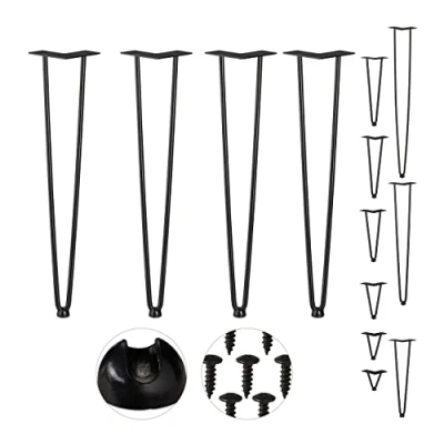 Abbildung von Relaxdays Hairpin Legs, 4er Set, 2 Streben, Metall, Haarnadel Tischbein für Hocker, Tisch &amp; Schrank, 60 cm hoch, schwarz