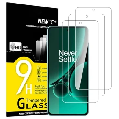 Abbildung von NEW&#039;C 3 Stück Displayschutzfolie aus Hartglas für OnePlus Nord CE 5G, blasenfrei, sehr robust (0,33 mm HD Ultra Transparent), Härtegrad 9H