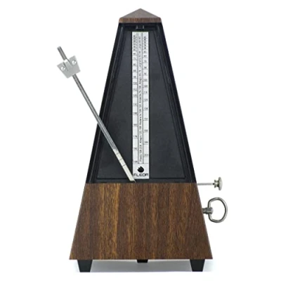 Abbildung von FLEOR Pyramide Teakholz Mechanisches Metronom für Klavier, Gitarre, Bass, Trommel, Violine und andere Musikinstrumente, ideal Musikliebhaber
